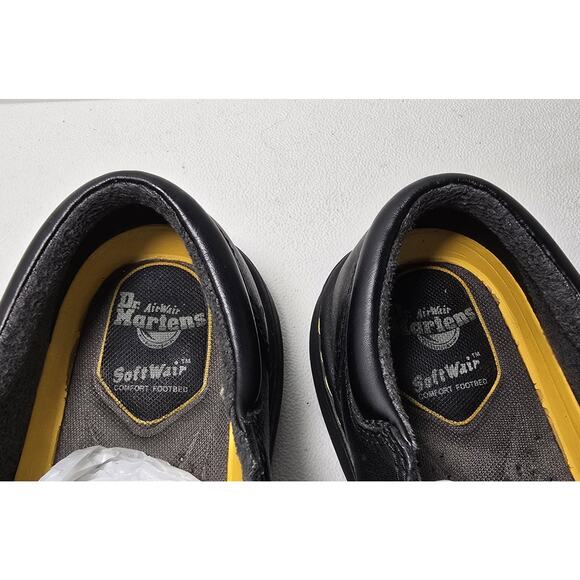 Dr. Martens Tipton Slip On Flats Black Leather Yellow Stitching Mens Sz 8 - Picture 4 of 10